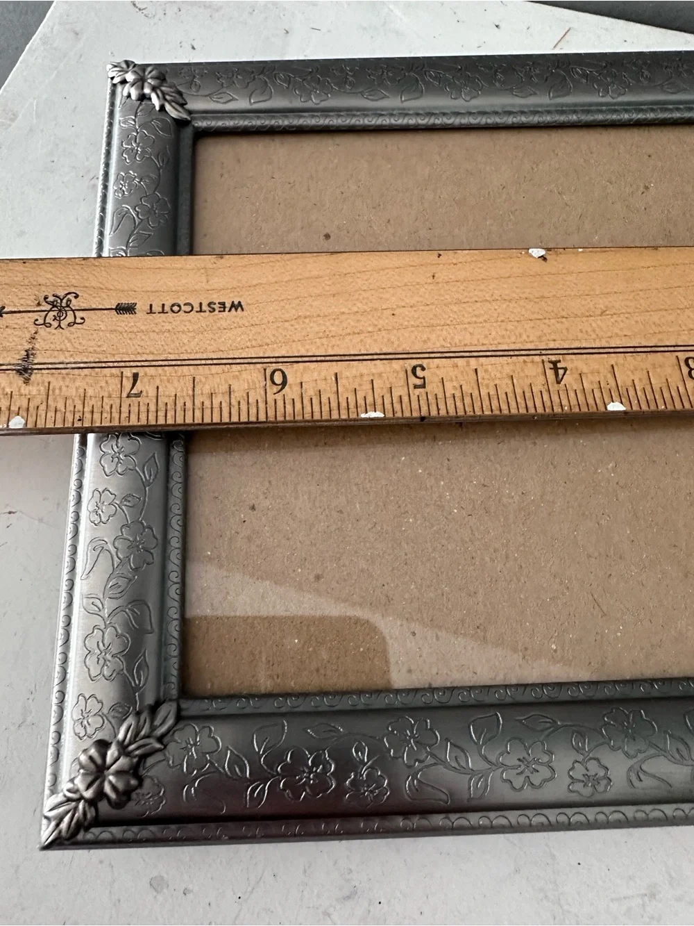 Vintage Silver Ornate Embossed Etched Metal FRAME 6x8